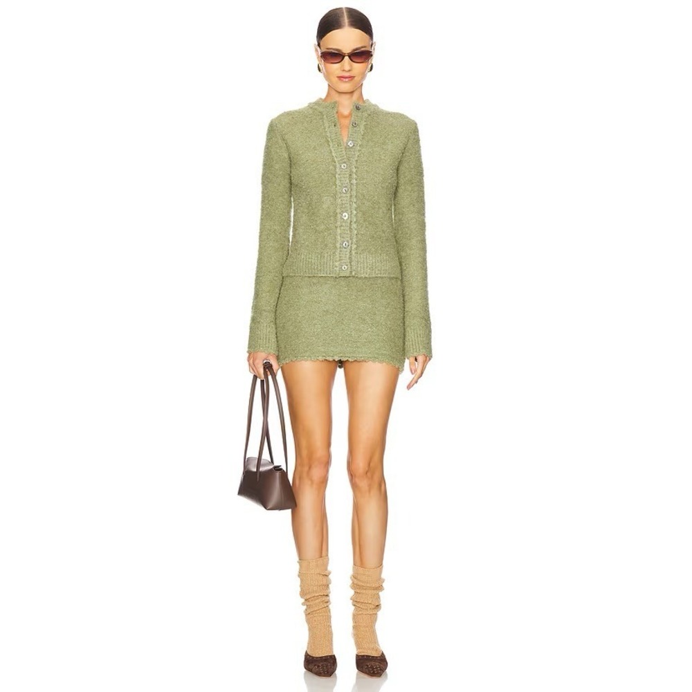 Guizio Danielle Palmyra Knit Mini Skirt Sage Green Large‎ NWT